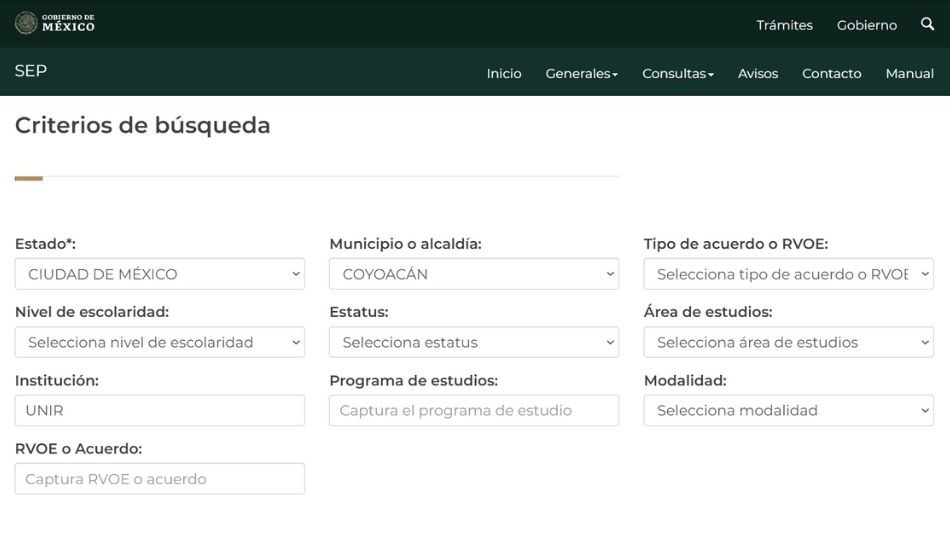Verificar el RVOE de UNIR México 